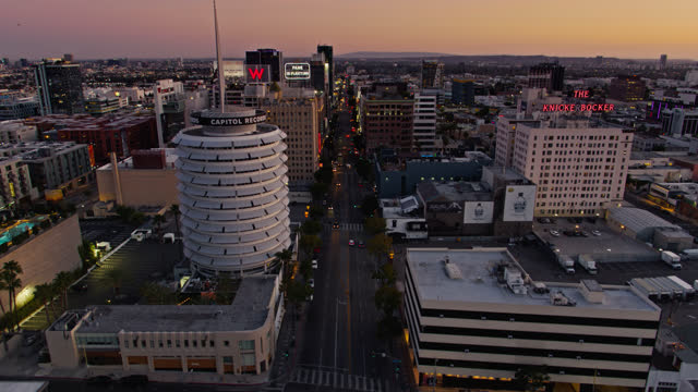 Aerial View of Hollywood at Dusk