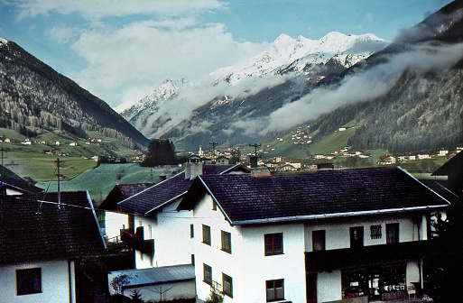traditional alpine chalet in Austrian village in the Tyrol