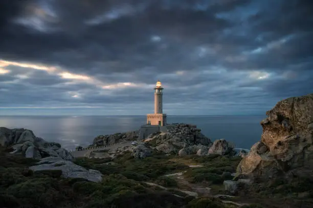 Punta Nariga Lighthouse. Galicia, Spain. in Malpica, GA, Spain