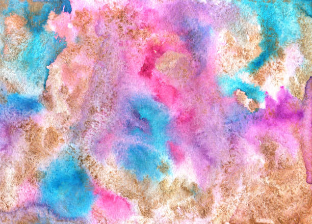 istock pink blue gold and violet watercolor background with alternating blurred stains 1304970948
