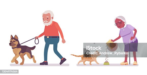 606 Old Man With Cat Illustrations & Clip Art - iStock