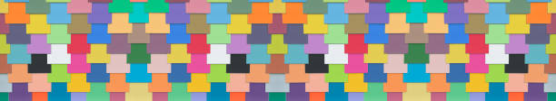 istock Abstract multicolored background toned in bright saturated colors.Reflected pattern of siding tiles for exterior decoration of building walls rich painted.Bright trend horizontal banner,copy space 1304975134