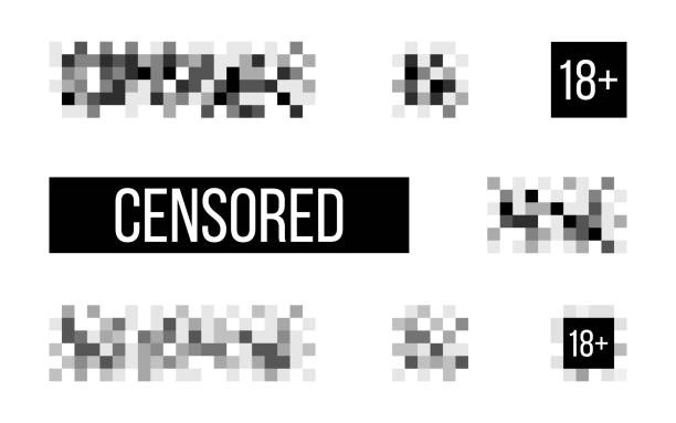 illustrations, cliparts, dessins animés et icônes de signes censurés sur fond blanc. modèle de censure rectangle. effet pixel de censure. conception de mosaïque de censure. symbole flou de pixel. illustration vectorielle - censorship