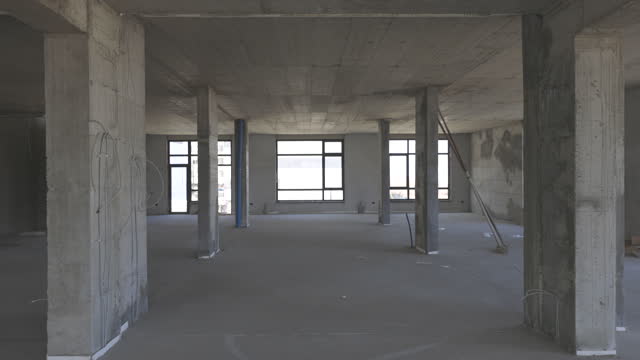 Gimbal shoot of large office area in construction