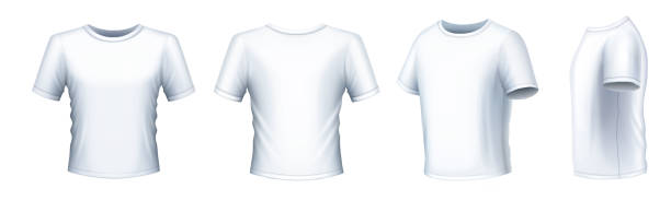 ilustrações de stock, clip art, desenhos animados e ícones de white men's t-shirt - white shirt