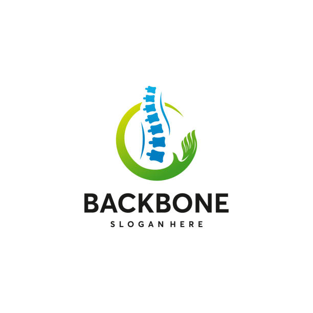 illustrazioni stock, clip art, cartoni animati e icone di tendenza di concetto di design dei simboli di cura della colonna vertebrale, modello di simbolo backbone - osteopata