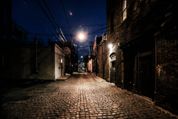 Dark alley in old town. Hoboken, New Jersey, USA