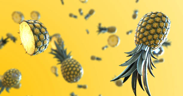 Falling pineapple Background in super slow motion in 4k stock photo pineapple falling super slow motion 4k tequila drink photos stock pictures, royalty-free photos & images