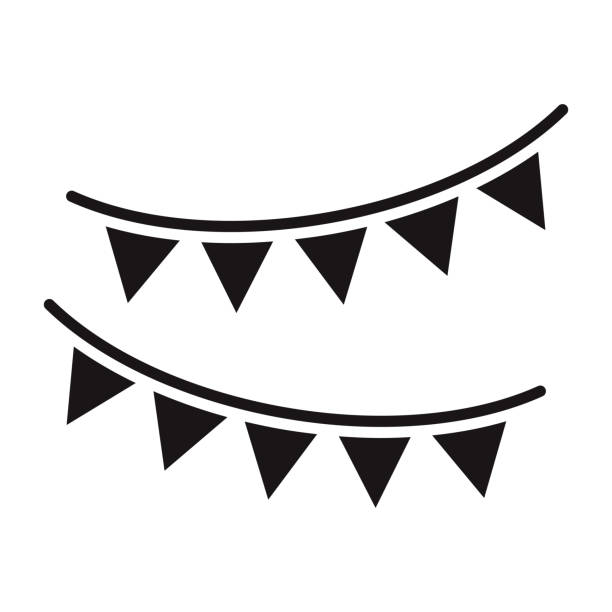 Bunting Glyph Icon A black glyph icon on a transparent background. You can place onto any coloured background (no white box behind icon). File is built in CMYK for optimal printing with a 100% black fill. bunting stock illustrations