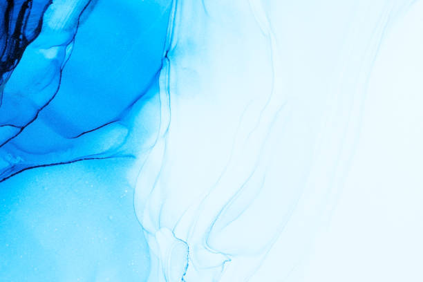 Closeup of blue alcohol ink abstract texture