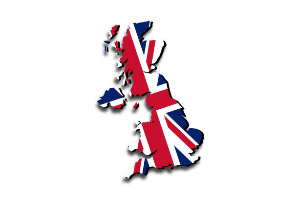 istock Outline map of United Kingdom with the national flag 1304986968