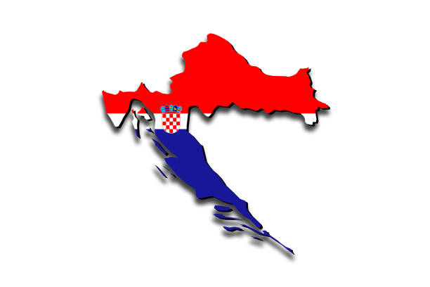 istock Outline map of Croatia  with the national flag 1304987172