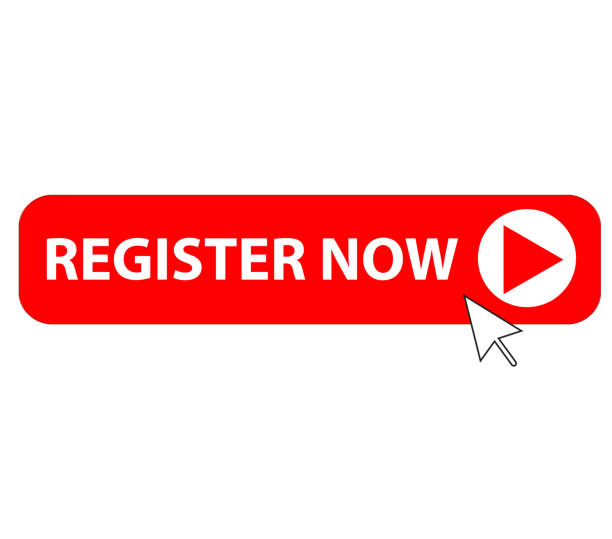 istock clicking on the register now button. register sign. button register with an arrow symbol. flat style. 1304988209