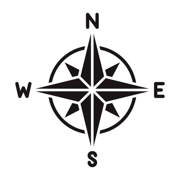 компас навигация glyph значок - compass compass rose direction north stock illustrations