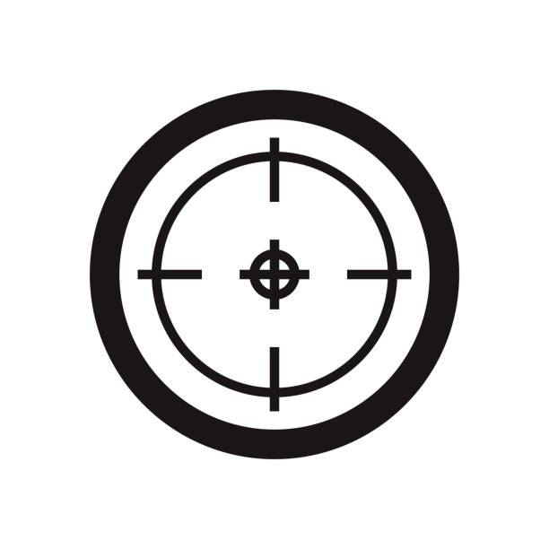 Target Navigation Glyph Icon A black glyph icon on a transparent background. You can place onto any coloured background (no white box behind icon). File is built in CMYK for optimal printing with a 100% black fill. crosshair stock illustrations