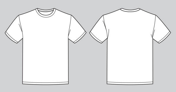 illustrations, cliparts, dessins animés et icônes de modèle blanc blanc de t-shirt. vue avant et arrière - silhouette vectoriel