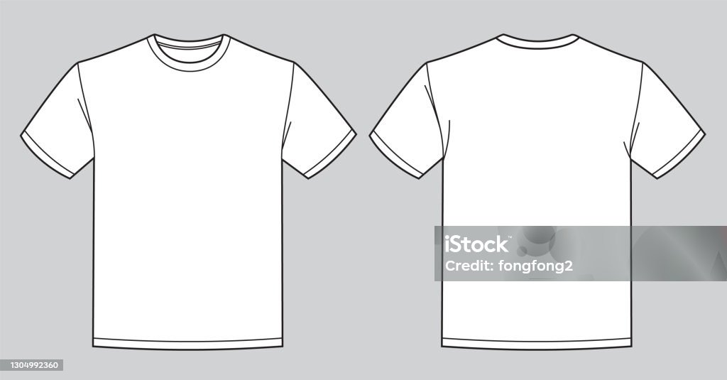 Blank White Tshirt Template Front And Back View Stock Illustration -  Download Image Now - T-Shirt, Template, Vector - iStock