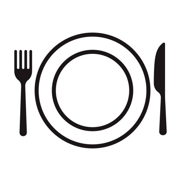 Fasting Glyph Icon A black glyph icon on a transparent background. You can place onto any coloured background (no white box behind icon). File is built in CMYK for optimal printing with a 100% black fill. lunch clipart stock illustrations