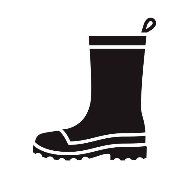 Rubber Boots Gardening Glyph Icon A black glyph icon on a transparent background. You can place onto any coloured background (no white box behind icon). File is built in CMYK for optimal printing with a 100% black fill. rubber boot stock illustrations