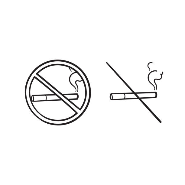 手描き落書き禁煙アイコンイラストベクトル - smoking smoking issues stop stop sign点のイラスト素材／クリップアート素材／マンガ素材／アイコン素材