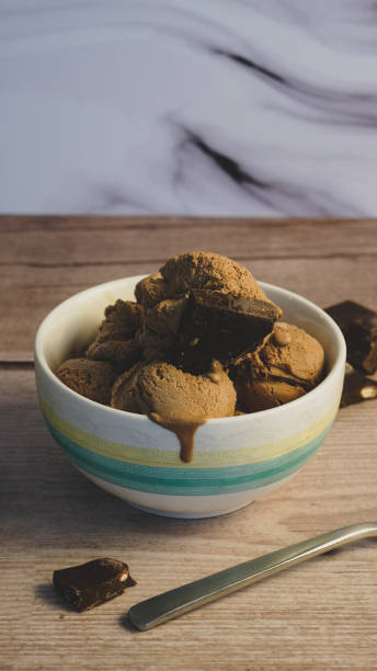 istock Chocolate ice cream with chocolate pieces 1305012613
