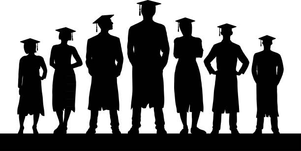 illustrazioni stock, clip art, cartoni animati e icone di tendenza di leader della laurea - graduation gown