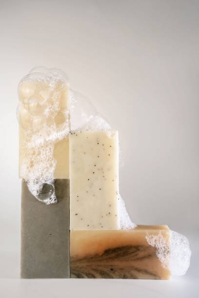 istock Soap with foam stands on a white background. 1305021973