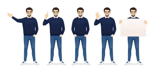 Vector illustration of Man in casual clothes set