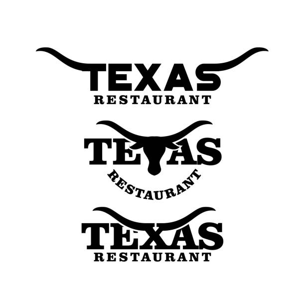 texas restaurant longhorn symbol icon design texas restaurant longhorn symbol icon design texas-bbq stock illustrations