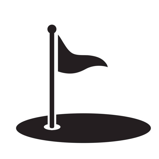 illustrazioni stock, clip art, cartoni animati e icone di tendenza di illustrazione di progettazione vettoriale icona della bandiera da golf - golf flag golf flag pennant