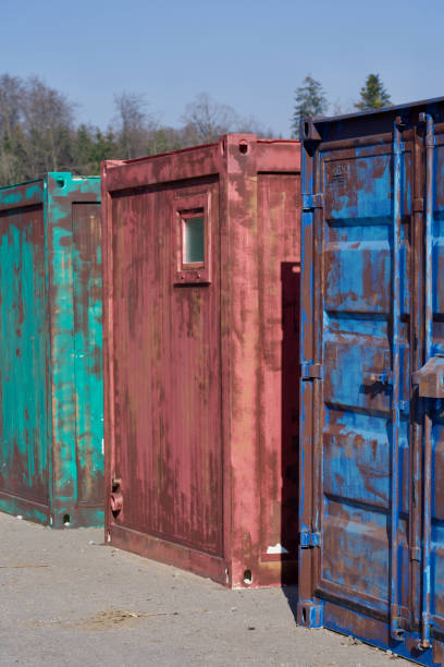 istock Colorful shipping containers green, blue and red. 1305027648
