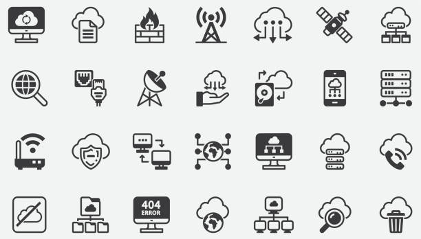 클라우드 컴퓨팅 네트워크 개념 아이콘 - data base symbol computer icon stock illustrations