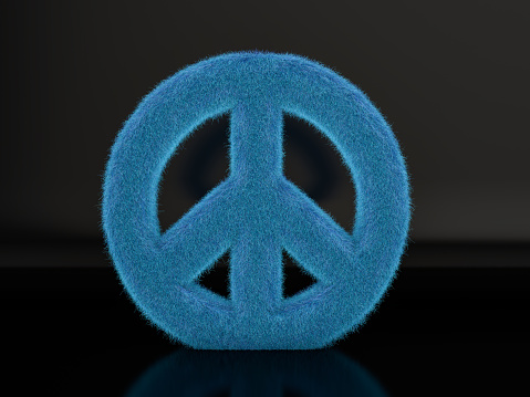 Peace symbol with percent symbols isolated on white background. 3d illustration