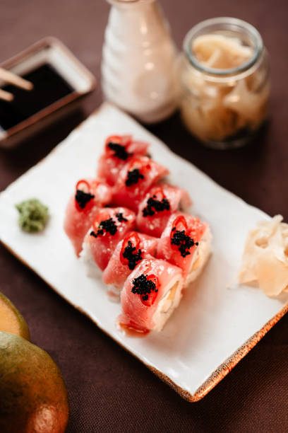 istock Sushi roll Philadelphia with tuna and mango 1305032940
