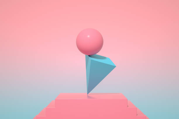 istock Minimal Balance Concept on Staircase with Geometric Shapes 1305035205