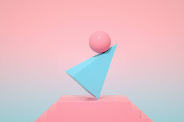 istock Minimal Balance Concept on Staircase with Geometric Shapes 1305035246