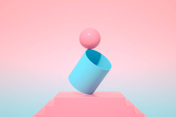 istock Minimal Balance Concept on Staircase with Geometric Shapes 1305035333