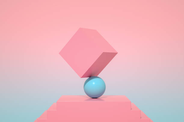 istock Minimal Balance Concept on Staircase with Geometric Shapes 1305035407