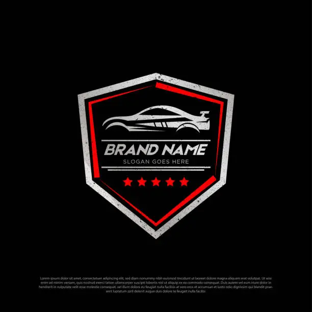 Vector illustration of metallic cars Premium Vector symbol shield image, automotive service and repair symbol design template