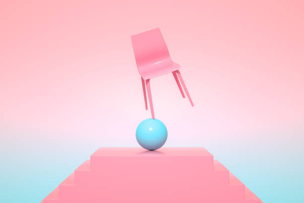 istock Minimal Balance Concept on Staircase with Chair on Sphere 1305038453