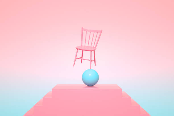 istock Minimal Balance Concept on Staircase with Chair on Sphere 1305038543
