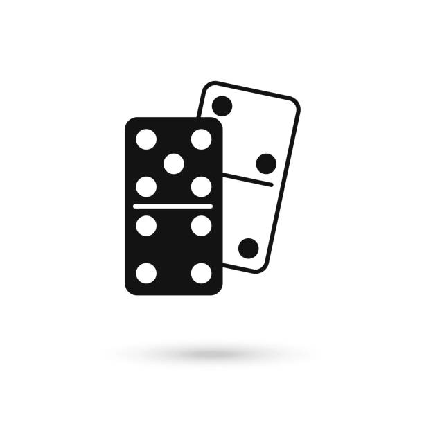 Two Domino dice vector icon. Flat sign for mobile concept and web design. Dominoes game icon. Two Domino dice vector icon. Flat sign for mobile concept and web design. Dominoes game icon. domino stock illustrations