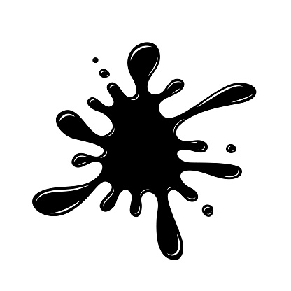 Black Ink Blob Splash Slime Isolated On White Background Stock Illustration  - Download Image Now - iStock