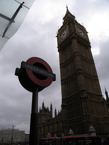 London, United Kingdom - March 25 2005: Westminster palace with the tower bell called Big Ben, in a sunny day.