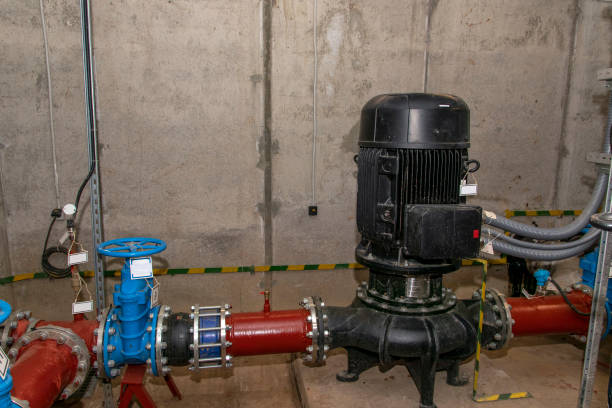 Pumps for transferring water from fire tanks to a fire extinguishing system in production.