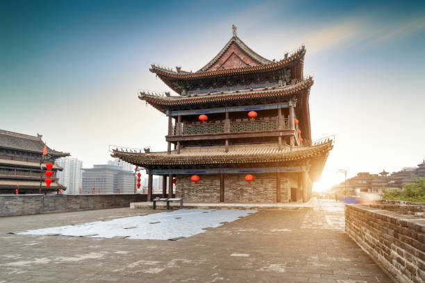 istock Ancient tower on city wall in Xi'an - China 1305052627