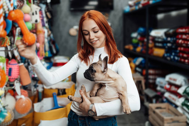 женщина в зоомагазине - vet dog teenager puppy стоковые фото и изображения