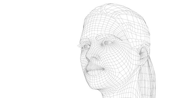 istock Wireframe portrait of a young beautiful girl 1305062586
