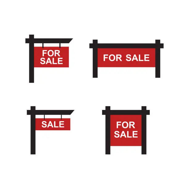 Vector illustration of Sale real estate signs icon, color, line, outline vector sign, linear style pictogram isolated on white. Symbol, logo illustration
