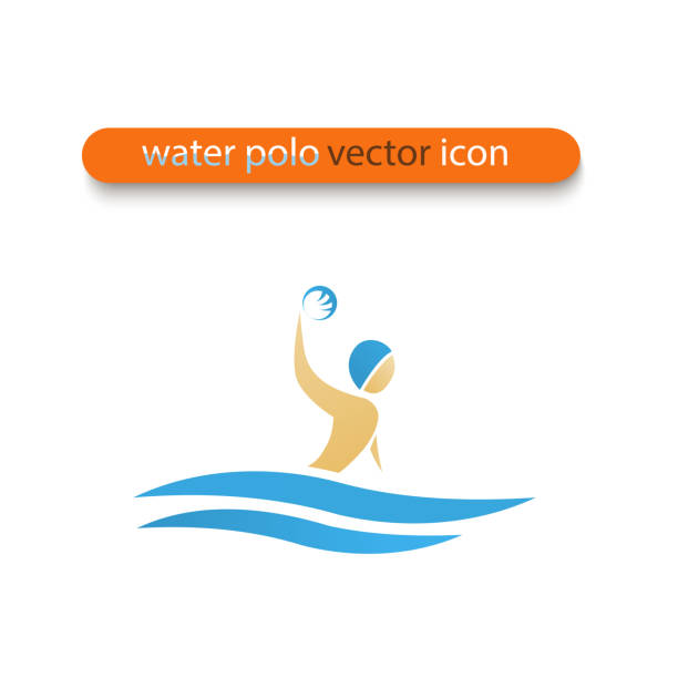 ilustrações, clipart, desenhos animados e ícones de polo aquático ilustração do homem na água com bola na mão. - water polo swimming symbol computer icon